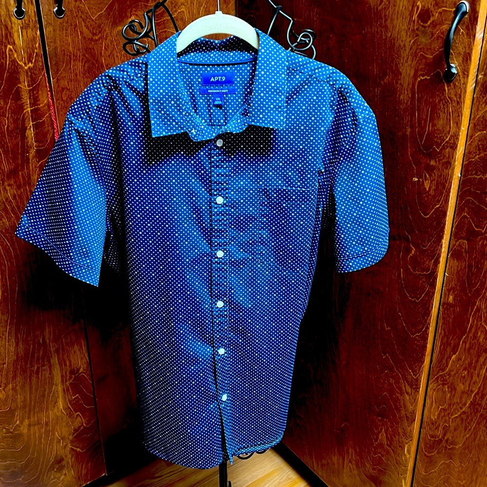 APT. 9 seriously soft star print button down men’s shirt 2XL 62% 38% tencel